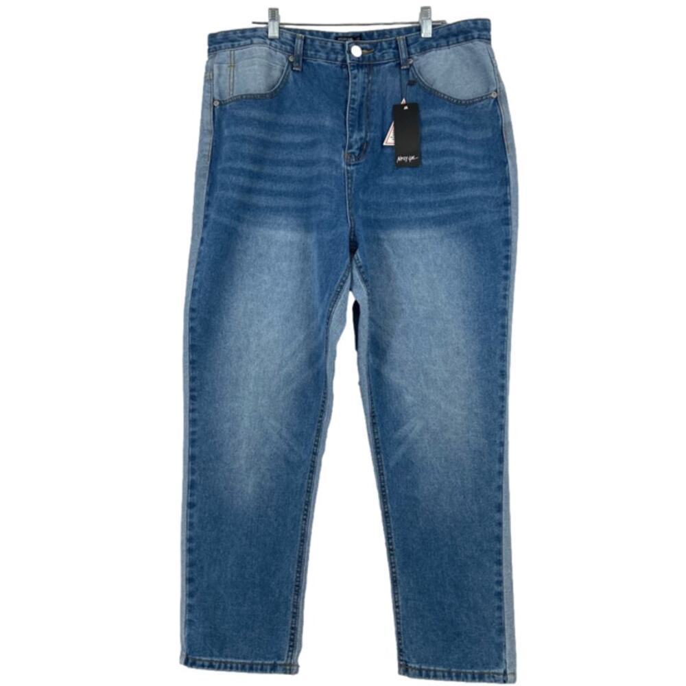 Nasty Gal Mom Jeans Size 14 High Rise Distressed Stretch Denim
